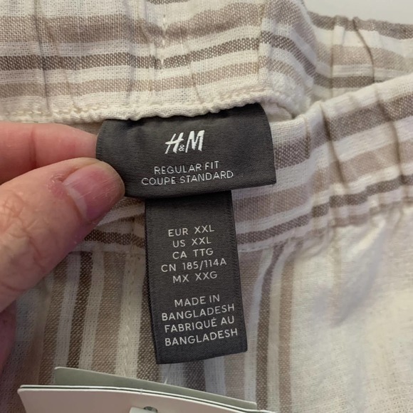 H&M‎ Beige Striped Regular Fit Linen Blend Trouser Pants - NWT - Picture 10 of 14